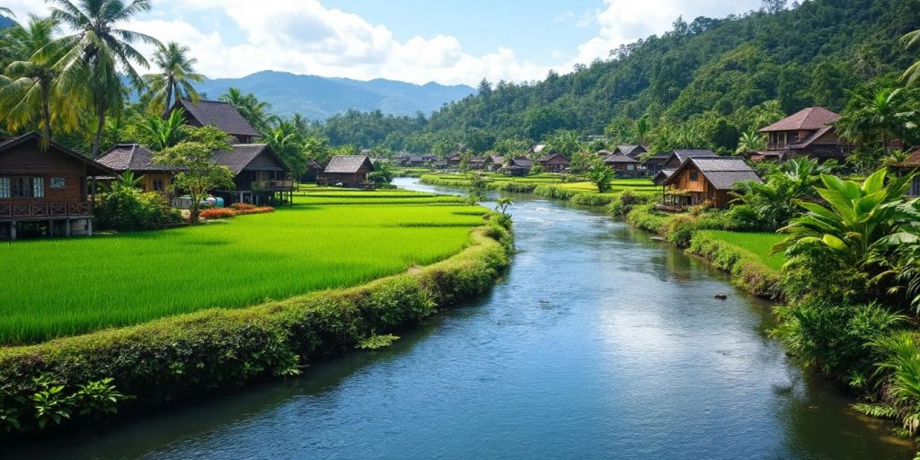 Pemandangan desa Tanjung Alai yang indah dan tenang.