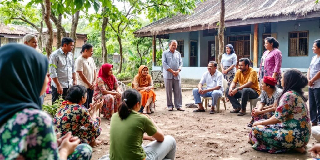 Pertemuan komunitas di Tanjung Alai dengan pemimpin lokal.