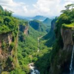 Pemandangan indah alam Indonesia dengan air terjun.